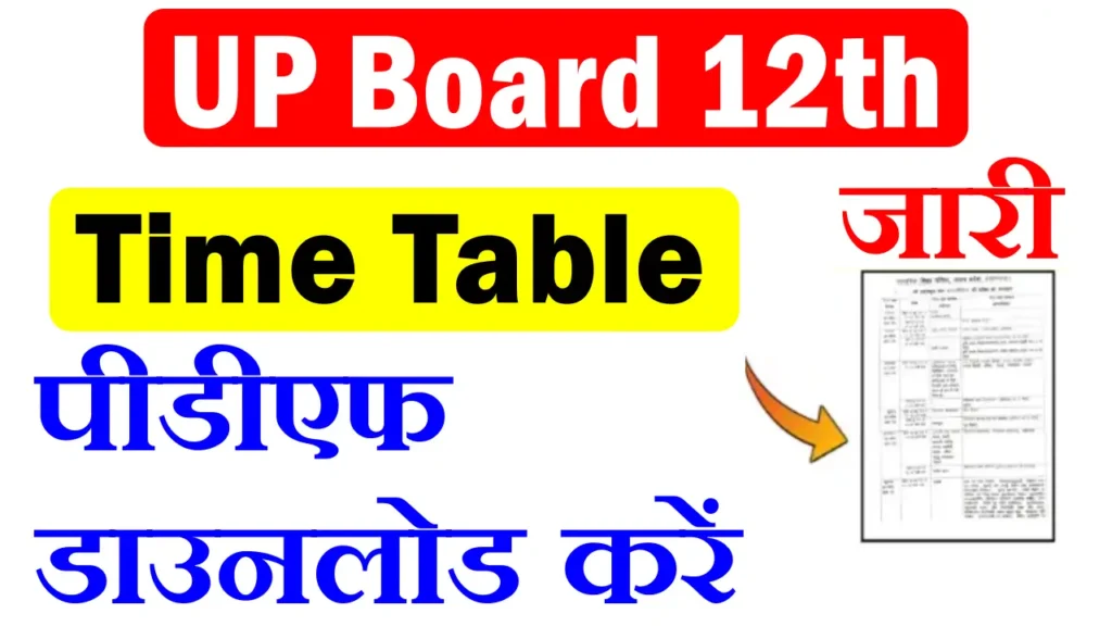 UP Board Time Table 2023 Class 12 PDF download